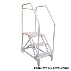 FANES - Escalera Certificada Tipo Avión en Hierro 3 Pasos 0.75 m de 136 kg de Resistencia