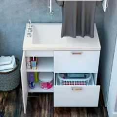 FIRPLAK - Lavadero Pro 100x60 Cm Izquierdo Brillante Marfil