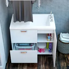 FIRPLAK - Lavadero Pro 100X60 Cm Derecho Brillante Blanco