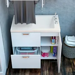 FIRPLAK - Lavadero Pro 100x60 Cm Derecho Brillante Marfil