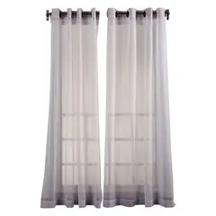 CASA BONITA - Cortina Velo Aros Rayas 280x220 Cm Blanco