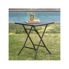 JUST HOME COLLECTION - Mesa Plegable Textura Madera Tipo Portafolio Plástica 61X61cm Negra