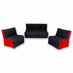 ESTILO RELAX - Sala Rocker En Cuerotex Incluye Sofá + 2 Sillas Negro / Rojo