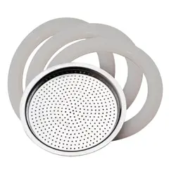 PEDRINI - Filtro + 3 Cauchos Silicona Para Máquina De Café 10 Tazas Steel Moka