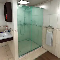 FROTEX - División para Baño Econo Corrediza 130 x 180 cm Vidrio 8 mm