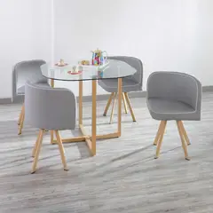 undefined - Juego de Comedor Graph 4 Puestos de Vidrio 90x90x75cm Gris