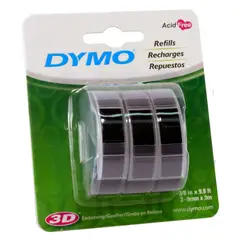 DYMO - Cinta plástica color negro Pararotuladora Organizer Xpress OX x 3 rollos