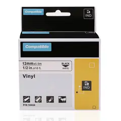 DYMO - Cinta vinilo color negro/blanco 12mm 5.5m para rotuladora RHINO 4200/6000