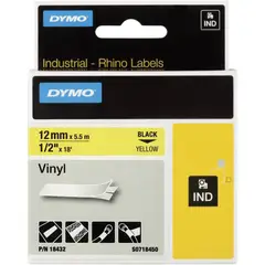 DYMO - Cinta vinilo color negro/amarillo 12mm 5.5m para rotuladora RH 4200/6000