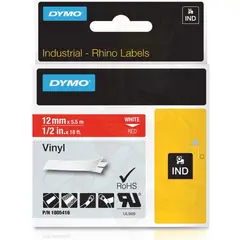 DYMO - Cinta vinilo color blanco/rojo 12mm 5.5m para rotuladora RHINO 4200/6000