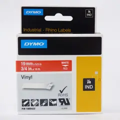 DYMO - Cinta vinilo color blanco/rojo 19mm 5.5m Para rotuladora RHINO 4200/6000Dymo