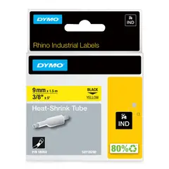 DYMO - Cinta Termoencogible Negro/Amarillo 9 mm 1.5M para Rotuladora Rh4200/6000