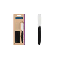 TRAMONTINA - Juego De Espátulas Para Manteca Ipanema Con Láminas De Acero Inoxidable Y Mangos De Polipropileno Negro 6 Piezas