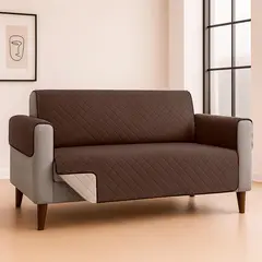 JUST HOME COLLECTION - Protector de Sofá Doble Faz 2 Puestos Beige/Chocolate 120x 180 cm