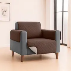 GUAMBA - Forro Protector de Sofá Doble Faz 1 Puesto Beige/Chocolate 60 x 180 cm