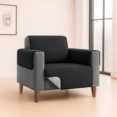 GUAMBA - Forro Protector de Sofá Doble Faz 1 Puesto Negro/Gris 60 x 180 cm