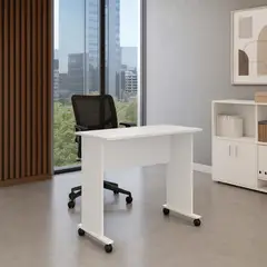 MUEBLES 2020 - Escritorio Plegable Chicago Blanco 80x40x73 cm con Ruedas y Multifuncional