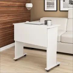 MUEBLES 2020 - Escritorio Plegable Chicago Blanco 80x40x73 cm con Ruedas y Multifuncional