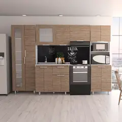 RTA DESIGN - Cocina Integral Samara 2.90 Metros Miel Incluye Mesón Liso Poceta Izquierda En Acero Inoxidable Rta Design. No incluye estufa
