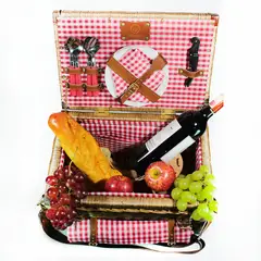 VIMORIA - Canasta Picnic 4 Personas Mimbre 39x26x23 cm