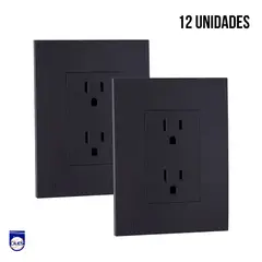 GENERICO - Tomacorriente Doble Integral Nova Negro Mate Setx12