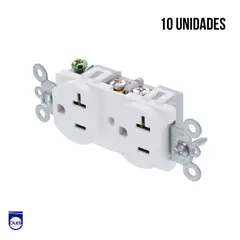 GENERICO - Tomacorriente 20A T Americano Blanco S/Placa Set x 10