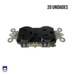 GENERICO - Toma Doble 20A 125 T.Amer Negro S/Placa Setx20