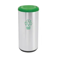 TRAMONTINA - Basurero Papelera Piemonte en Acero Inoxidable 304 Tapa Basculante Verde 40Lts