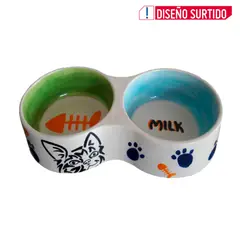ARTE Y ARCILLA - Comedero Bebedero Para Perro Doble 25cm