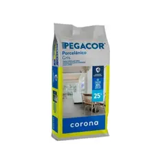 CORONA - Pegante Pegacor Gres Porcelánico Para Interiores Gris 25 Kg Bajo En Polvo