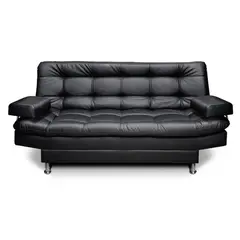 MUEBLES ONLINE - Sofá Cama Carvallo 3 Posiciones Tipo Cuero Negro