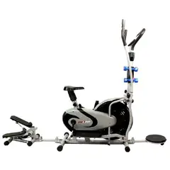 PROFIT - Elíptica Multifuncional 9 En 1 Bicicleta, Twister, Escaladora, Bandas Elásticas, Mancuernas Y Silla Con Monitor Capacidad 85Kg