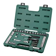 SATA - Juego de Copas 65 Piezas Cuadrante 1/4 Pulgadas y 3/8 Pulgadas