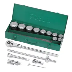 SATA - Juego de Copas 15 Piezas 12 Puntas Cuadrante 3/4 Pulgadas mm