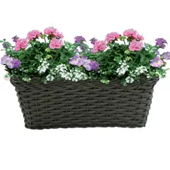 CASA BONITA - Jardinera Ratán Sintético Tedijo Rectangular Calima 35x13x17cm Wengue