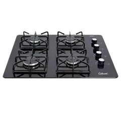 CONTINENTAL - Estufa Empotrable 4 Puestos Vidrio Templado Negro Gas Propano 5685