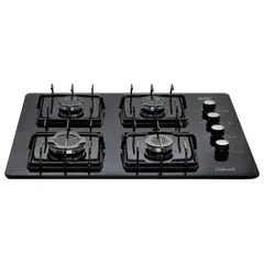 CONTINENTAL - Estufa Vidrio Templado a Gas Propano 62x52cm 4 Puestos Negro