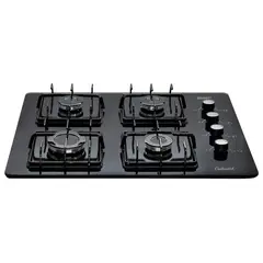 CONTINENTAL - Estufa Vidrio Templado A Gas Natural 62x52cm 4 Puestos Negro