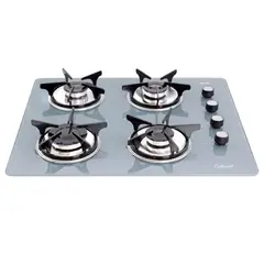 CONTINENTAL - Estufa Vidrio Templado a Gas Propano 62x52cm 4 Puestos Gris