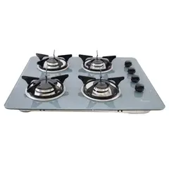 CONTINENTAL - Estufa Vidrio Templado a Gas Propano 62x52cm 4 Puestos Gris