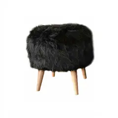 BANZAY - Puff Auxiliar Peluche Negro