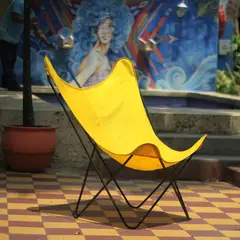 RIPCOL - Silla Impermeable Metal Mariposa Amarilla