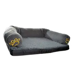 INTERPET - Cama Sofá Para Mascotas De Tela 100X75X22Cm Extra Grande Negro