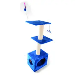 INTERPET - Gimnasio Para Gatos 2 PisoS 40x30x110cm Pequeño Azul