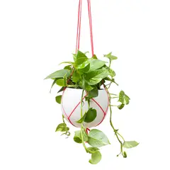 VIVO BOREAL - Matera Cerámica Esférica Colgante + Malla 18cm Blanco