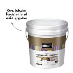 KOLOR - Pintura para Interior Baños Y Cocinas Blanco 1/4 Galón