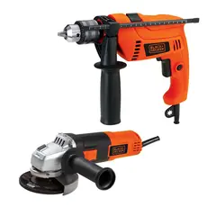 BLACK+DECKER - Combo Taladro Percutor 1/2 pulg 550W + Pulidora 4-1/2 pulg 820W Black And Decker