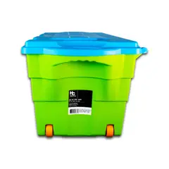 WENCO - Baúl Con Ruedas 100 Litros Verde/Celeste