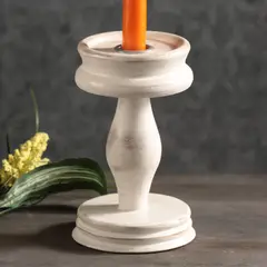 VELAS AGATHA - Candelabro Doble Uso Vintage Madera 11.5x11.5x17 Cm