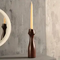 VELAS AGATHA - Candelabro 1 Doble Uso Bolo Café Madera 7.5x7.5x30 Cm